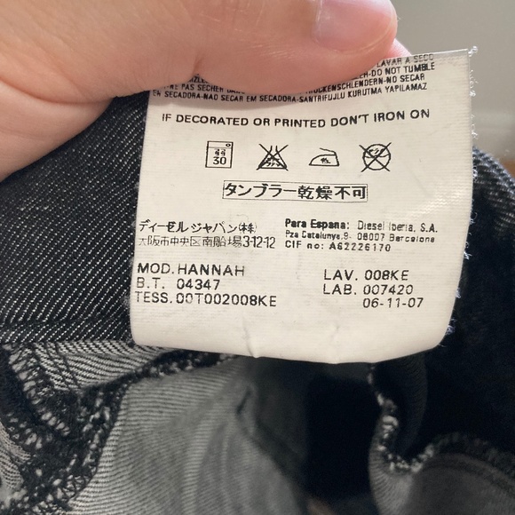 Diesel black denim mini skirt- size 26 - stretch - Picture 10 of 13